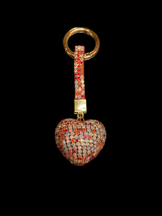 Red Heart Bling Keychain