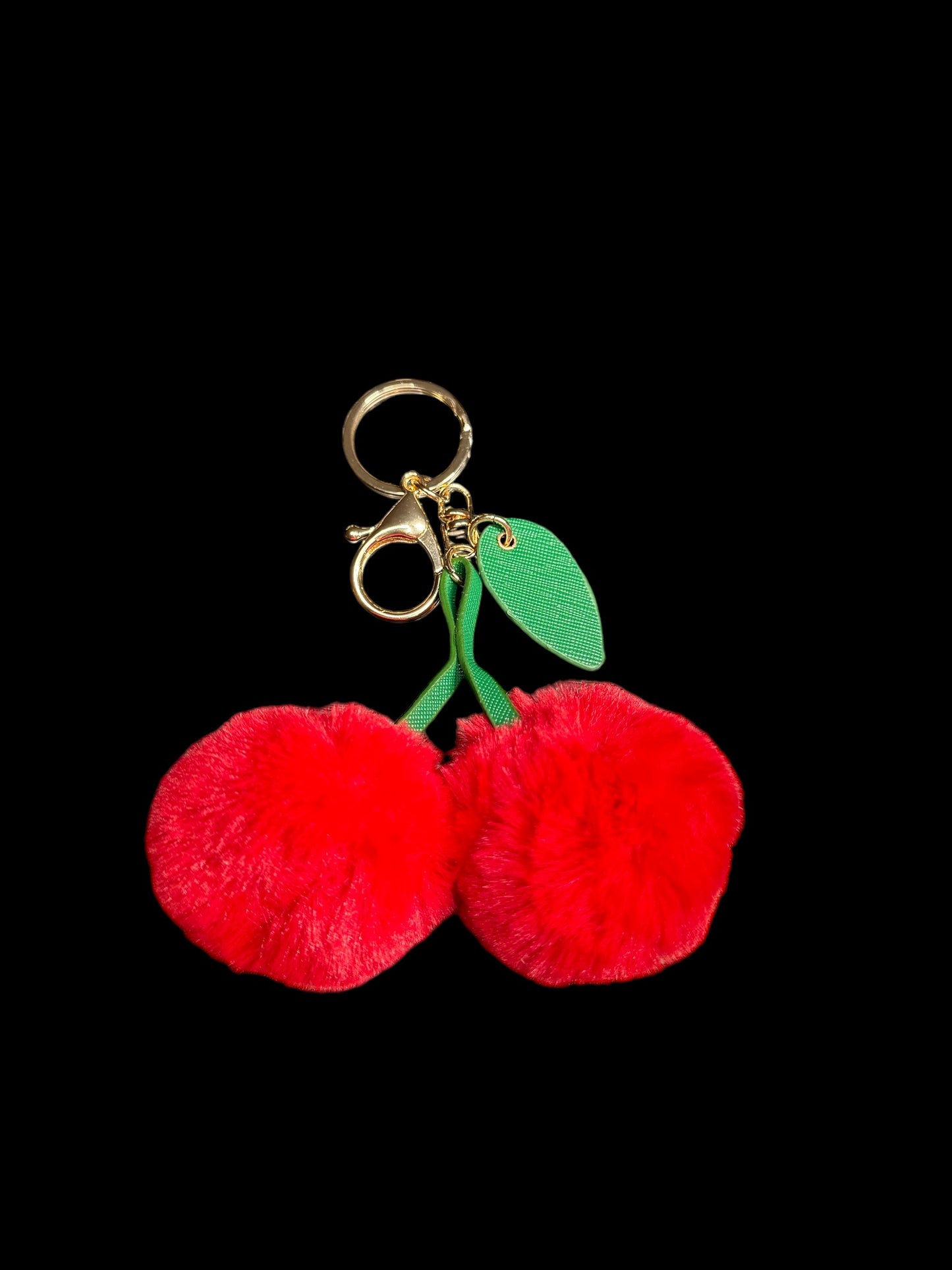 Fuzzy Cherry Keychain